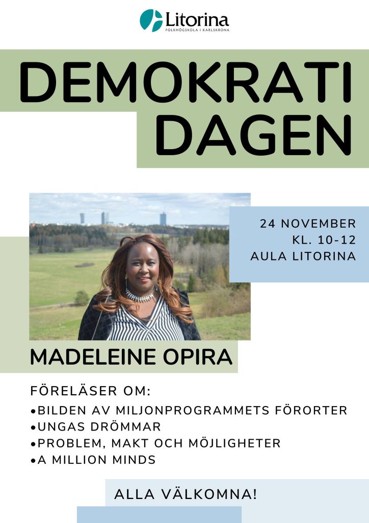 I år är Madeleine Opira inbjuden och föreläsningen är öppen för allmänheten.