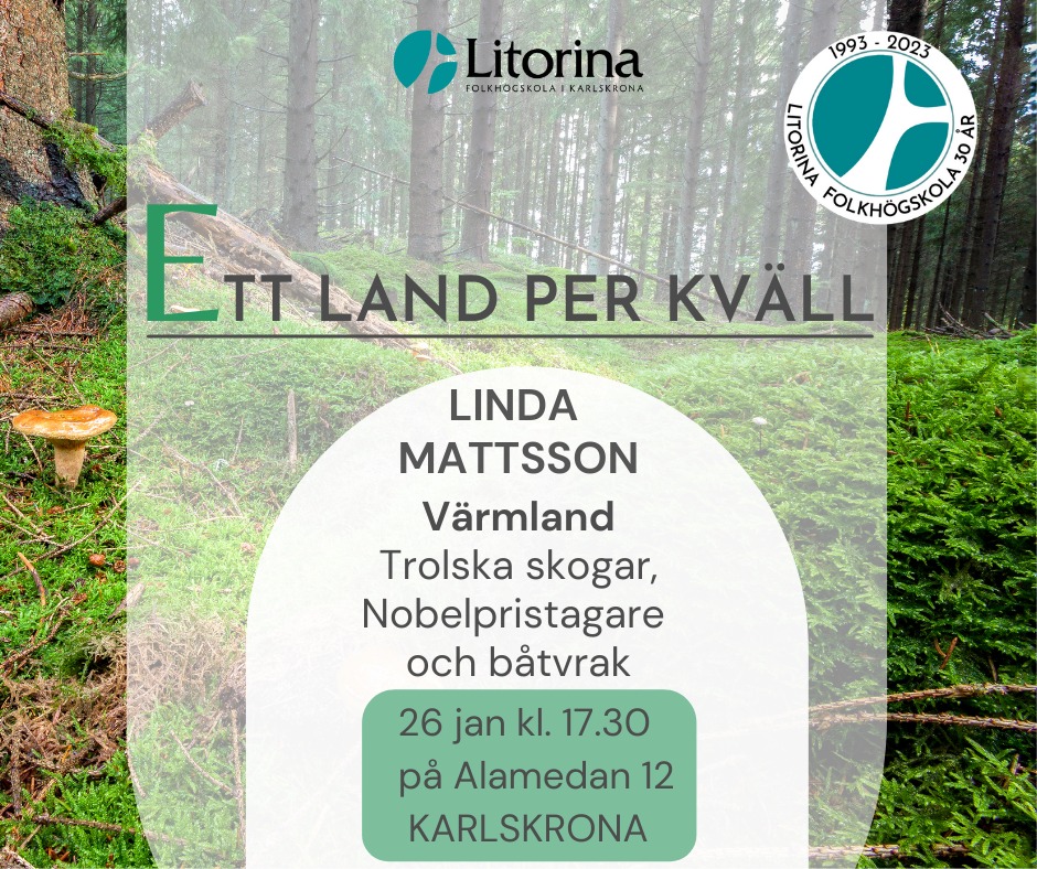 På torsdag kväll, den 26 januari föreläser Linda Mattsson om Värmland