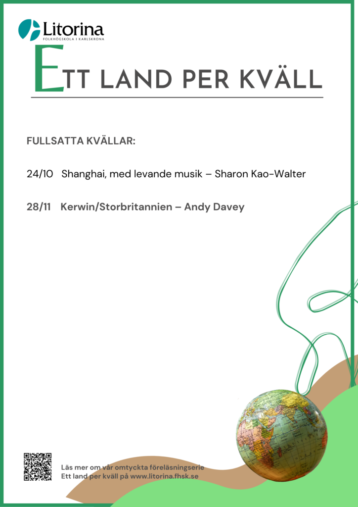 Ett land per kväll 24 oktober och 28 november. FULLSATT