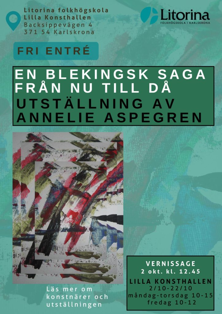 Välkomna till vernisssage 2 oktober